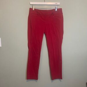 The Limited Womens Stretch Ankle Career Office Workwear Skinny Pants Red Size 4